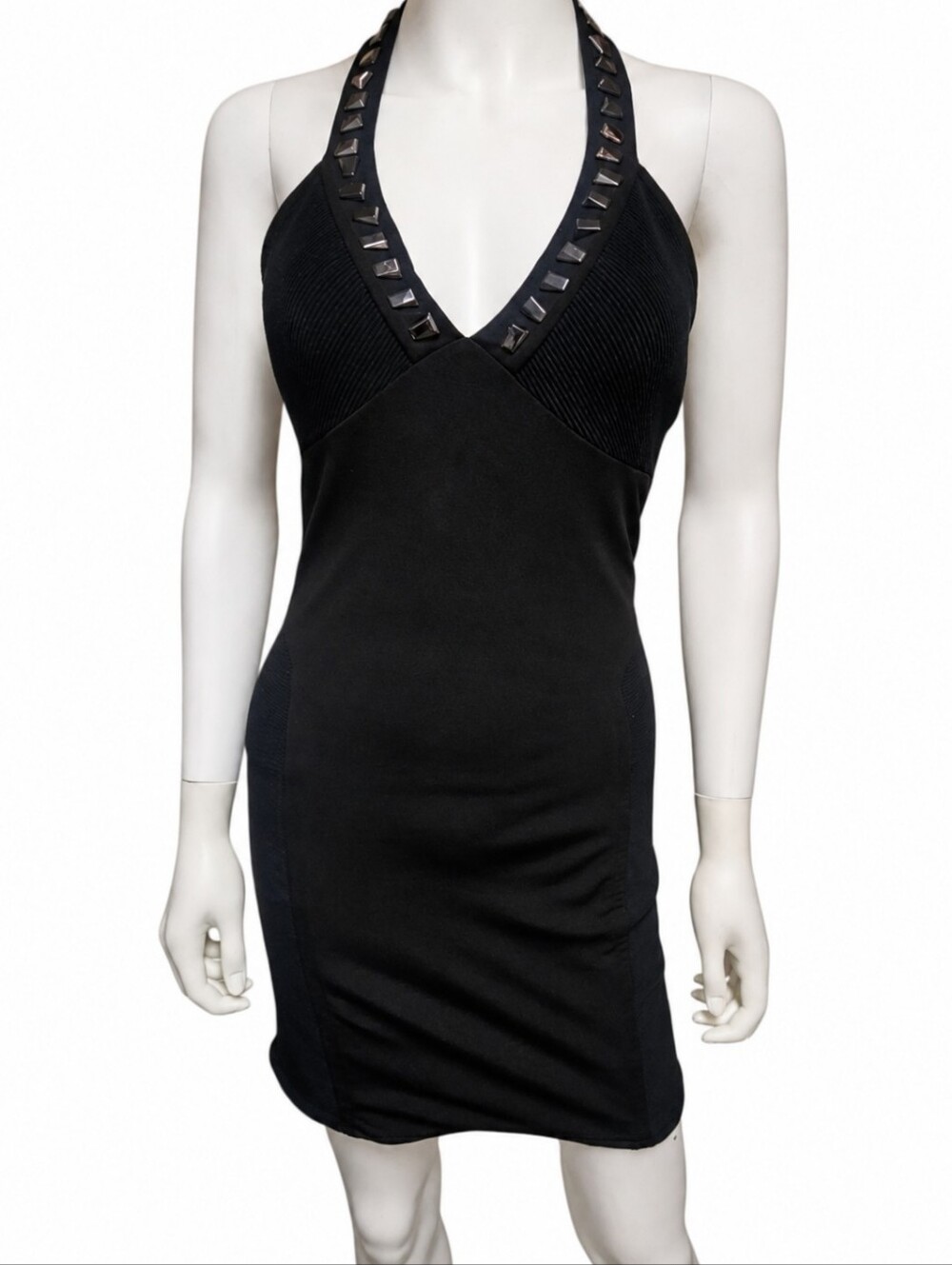 FAITH CONNEXION | Black Halter Neck Mini Dress in Size XS